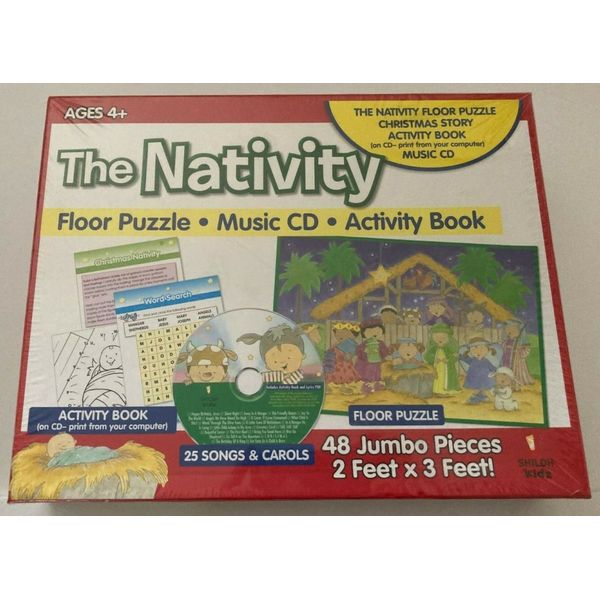 The Nativity Floor Puzzle w/Music CD & Activity Book NEW sealed Christmas story