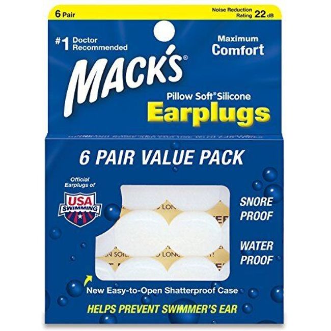 Macks Pillow Soft Silicone Earplugs Value Pack 6 Count Each