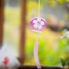 Falytemow Japanese Wind Chimes Romantic Cherry Wind Bells Handmade Glass Japanese Style Pendant for Birthday Gift Outdoor or Indoor Home Decors (1, Red)