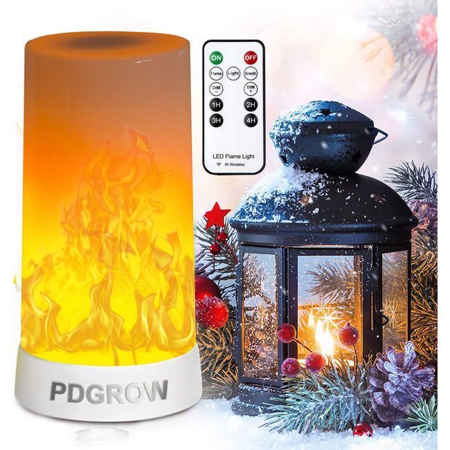PDGROW LED Flame Lights with Remote Timer, Flame Lamp 4 Modes USB Rechargeable Fire Lights Indoor Campfire Outdoor Decorative Lantern Hanging Lamps Fireplace Romantic Light for Home Party Camping Bar