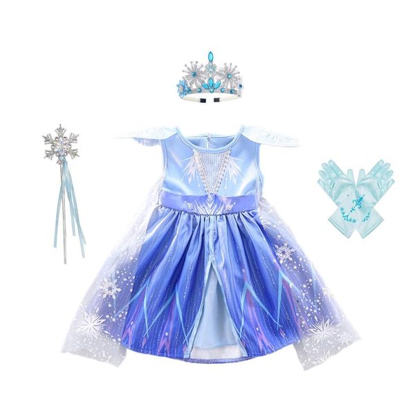 Dressy Daisy Toddler Girl Snow Queen Dress up Costume Birthday Party Dress Outfit with Crown Accessories Size 2T Blue 267