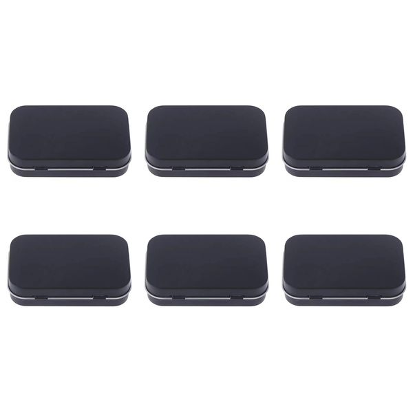 6PCS Rectangular Tin Boxes with Lids,Metal Empty Tins,Metal Empty Hinged Tins Containers For Home Storage Organizer,9.5cm*6cm*2cm,Black