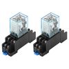 Heschen LY2NJ General Purpose Relay Module Switch 110VAC Coil 10A 24VDC/220VAC DPDT LED Indicator Socket Base, 2pcs