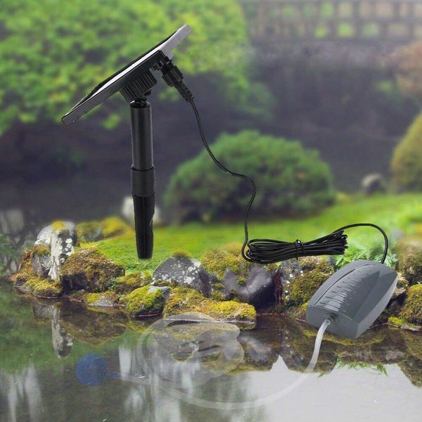 Garden mile Solar Powered Submersible Garden Pond Oxygenator Air Pump Oxygen Aerator Pool Aquarium Tropical Fish Tank Water Fountain Hydroponics 120 Litres Hourly Flow Rate