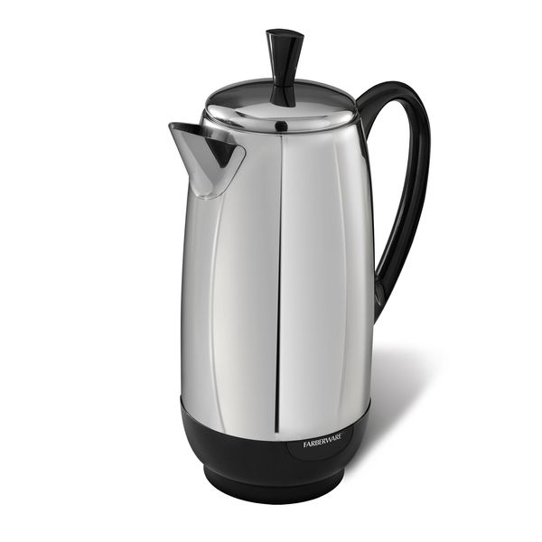 Farberware 12-Cup Electric Percolator Coffee Pot, Premium Stainless Steel, FCP412