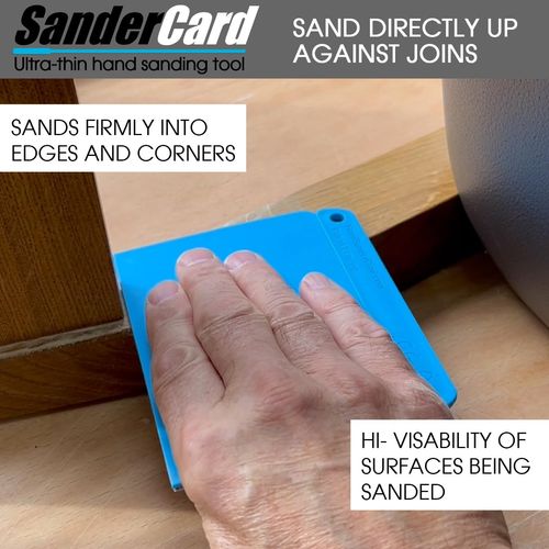 SanderCard Hand Sander | Ultra-Thin Shape with a Unique Sanding Action | Essential Sanding Tool for Detail Sanding | Includes 10 Sheet Sandpaper Pack | Fits Standard 70mm x 125mm Sanding Block Sheets