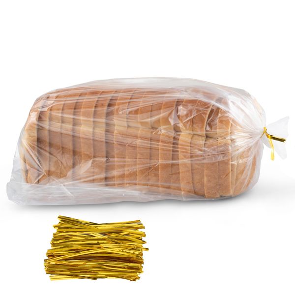 100 Reusable Clear Bread Bags With Ties - Adjustable for Homemade Loaves and Bakery Bread