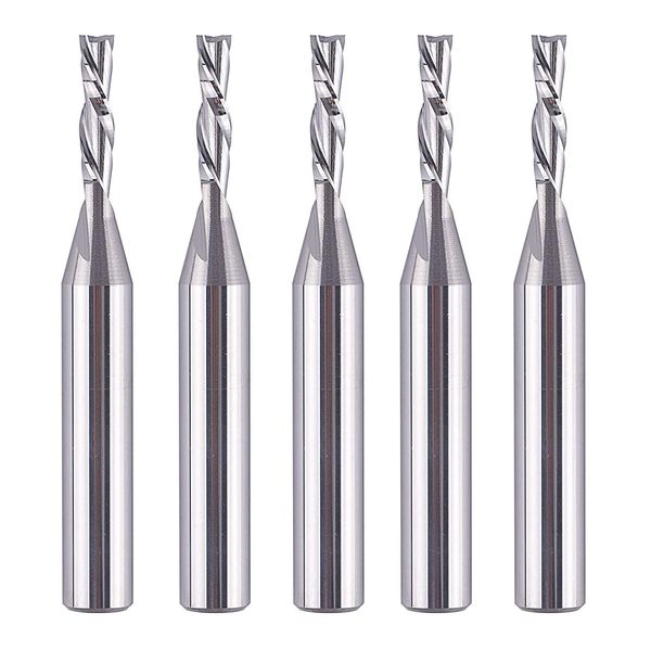 SpeTool 5PCS Down Cut Spiral Router Bit Set 1/4" Shank with 1/8" Cutting Diameter, Carbide CNC Bits for Wood Cutter Milling