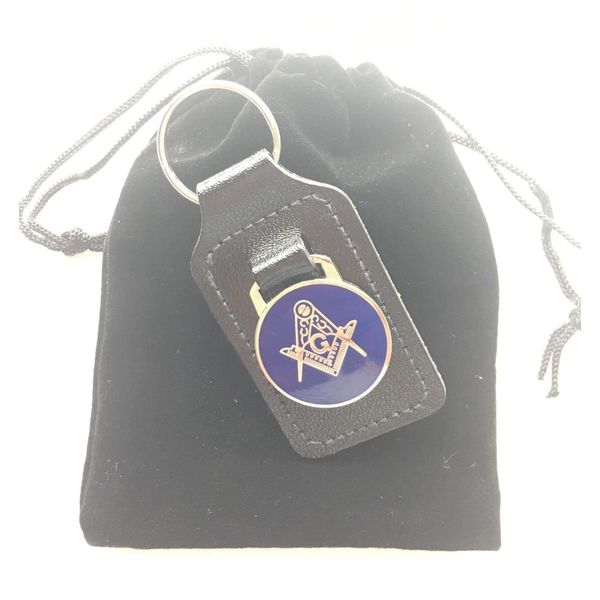 Square and Compasses with G Masonic Order Enamel Crested Key Ring with Gift Bag