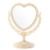Queen-b Tabletop Mirror, Heart Shape, Cute, Stylish, Makeup, Cosmetics, Beauty, Makeup Mirror, Stand, 360° Rotation, Girls, Princess, Convenient Desk, Gift (Beige)