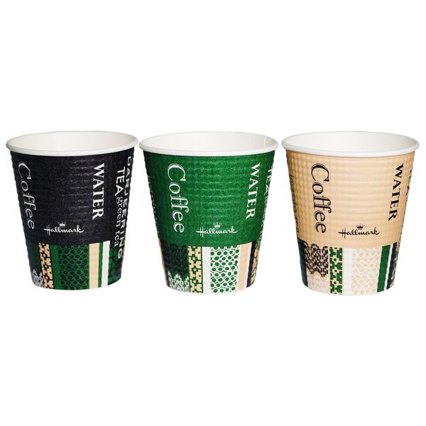 C2150EC Thermal Insulated Paper Cups, 7.4 fl oz (210 ml), 50 Pieces, Embossed Cup, Hallmark Cafe, Capacity, Includes Graduations, 3 Colors (Gala), Made in Japan