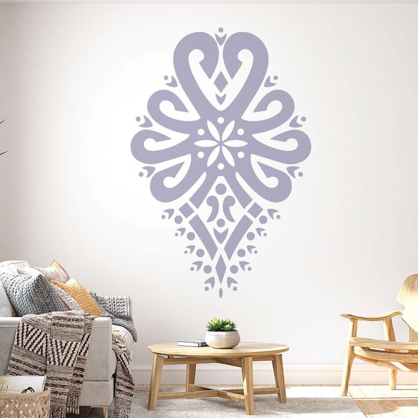Highlanders Heart Shaped Folk Pattern - Parzenica - Decorative Art Wall Decal [Medium] [Light Grey]