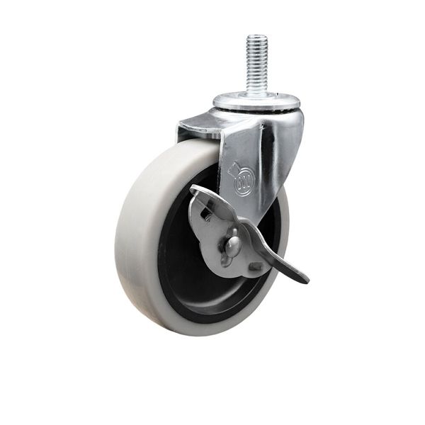 4 Inch Thermoplastic Rubber Wheel 8mm Threaded Stem Caster with Brake SCC