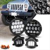 For 07-18 Wrangler Full LED Bug Eye Projector Headlight+Fog Lamps Combo Kit 4Pcs