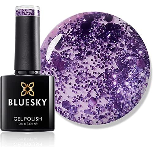 Bluesky Gel Nail Polish, Purple Diamond Dc004, Glitter, Long Lasting, Chip Resistant, 10 ml (Requires Drying Under UV LED Lamp)