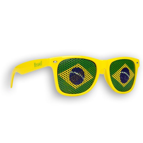 Promo Trade 1 x Fanbrille Brasilien - Brasil – Sonnenbrille – Brille Brasil – Gelb - Fan Artikel