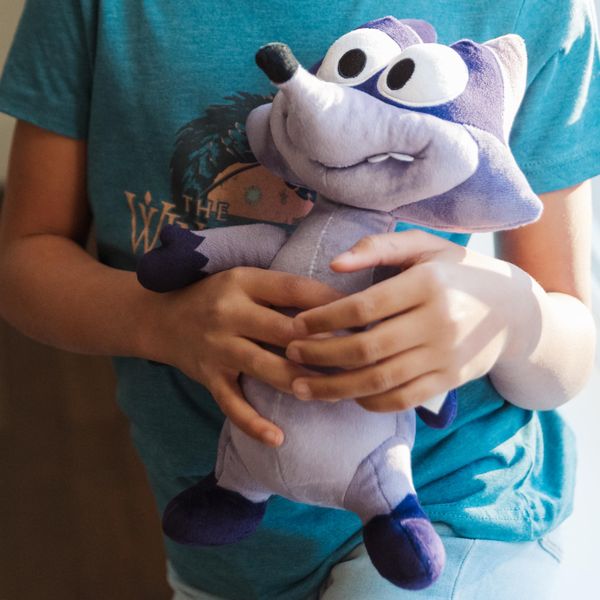 ANGEL STUDIOS | Tuttle Twins Derek Plushie | Soft Stuffed Plush Toy | Bright Purple Raccoon | 13” Stuffed Character