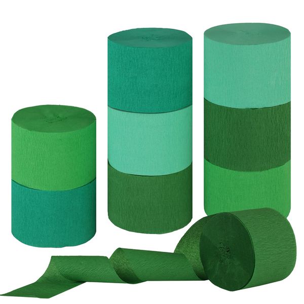 Crepe Paper Streamers St.Patrick's Day Party Streamer 8 Rolls Green Party Streamer for Various Birthday Wedding Festival Party Decorations