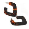 38mm Tall/Tortoise Shell Effect Brown/Black Acrylic/Plastic/Resin Square Hoop Earrings