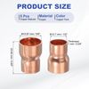 PATIKIL 5Pcs Copper Reducer 5/8" x1/2" ID Reducing Copper Coupling Fitting Pipe Adapter