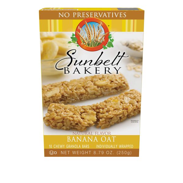 Sunbelt Bakery Banana Oat Chewy Granola Bars, 50-0.9 OZ Bars (5 Boxes)