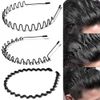 Headband, Set of 3, Men's, 3 Types, Painless, Rust Resistant Plating, Spring, Hair Band, Corrugated Shape, With Comb, Anti-Slip, Black, Simple, Bangs, Secure, Stylish, Hair Ornament, Face Wash, Women's, Unisex
