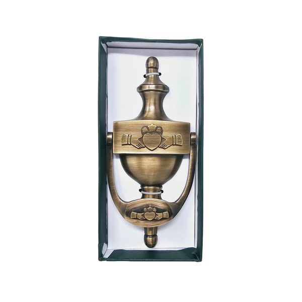 Exclusively Irish Claddagh Door Knocker for Front Door Celtic Brass Knocker Welcome Gift for Home 8'' (Antique Brass)