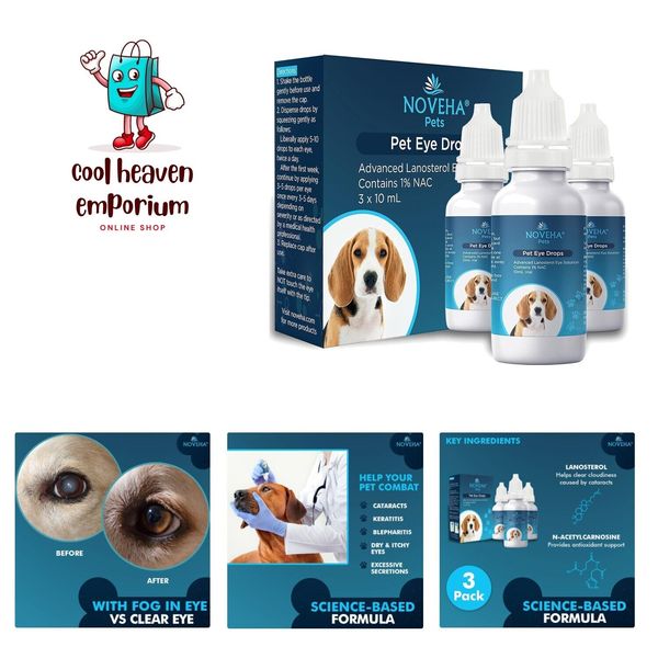 Drops for Pets, Gentle&Safe Dog Eye Drops, Improve Eye Vision for Dogs, Cats,...