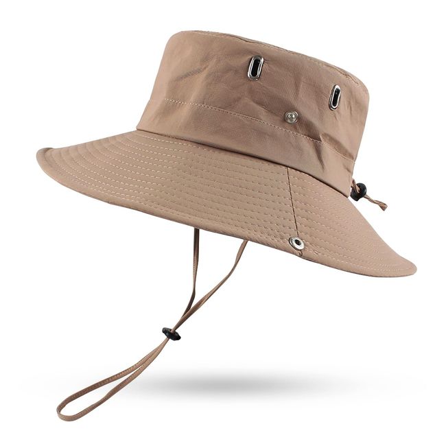 Sonnenmütze Herren Sommerhut UV Schutz Fischerhut Faltbar Sommer Boonie Hut mit Breiter Krempe Gartenhut Wandern Angeln (as3, Alpha, one_Size, Khaki)