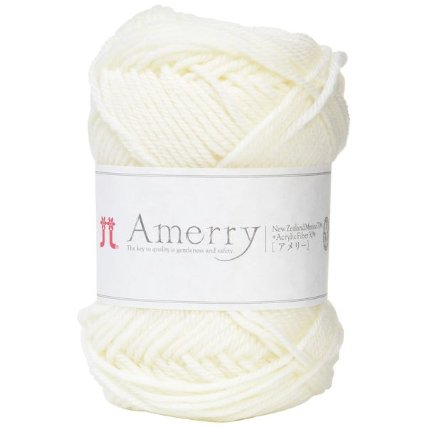 Hamanaka Amerry 2261 Wool Knitting Yarn, Medium Weight, Color 20, White Family, 1.4 Oz (40 g), Approx. 120.3 Yards (110 m)