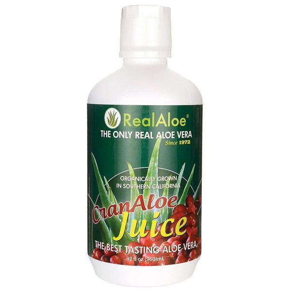 Real Aloe – Aloe Vera CranAloe Juice, Handcrafted from 100% Certified Organic, California Grown, Farm Fresh Aloe – FinestQuality Since 1972 – Made with Real Cranberry. Dietary Supplement, 32floz