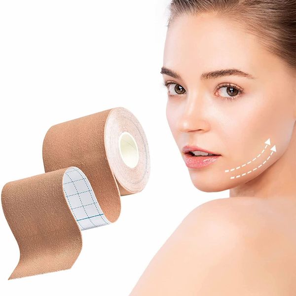 Face Lifting Tape,Wrinkle Schminkles,Anti-Falten Patches,Myofasziales Gesichtstraffungsband,Facial Patches,Multifunktional Face Tape,Wrinkle Patch,2,5 cm*5 m (Hautfarbe)