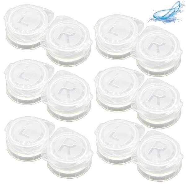 Simple Contact Lens Case Box Eyewear Accessories Cute Travel Box Lens Container Set of 6, transparent