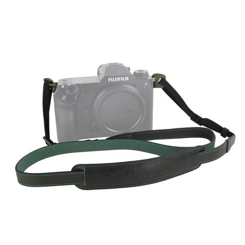 MUZIRI KIINOKOO Camera Strap Genuine Leather with Nylon Belt - Adjustable Shoulder Neck Strap Comes with Triangular Rings for Most of Digital Cameras- Length 90cm to 140cm - Green