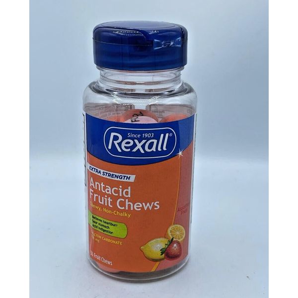 Rexall Extra Strength Antacid Fruit Chews Chewyn heartburnn sour stomach TUMS