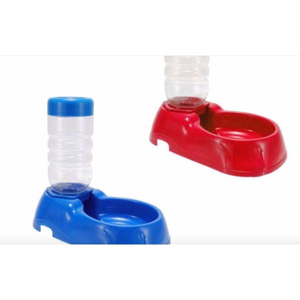 Automatic Pet Dog Cat Rabbit Food  and Water Dispenser Dish Bowl Feeder Red Blue