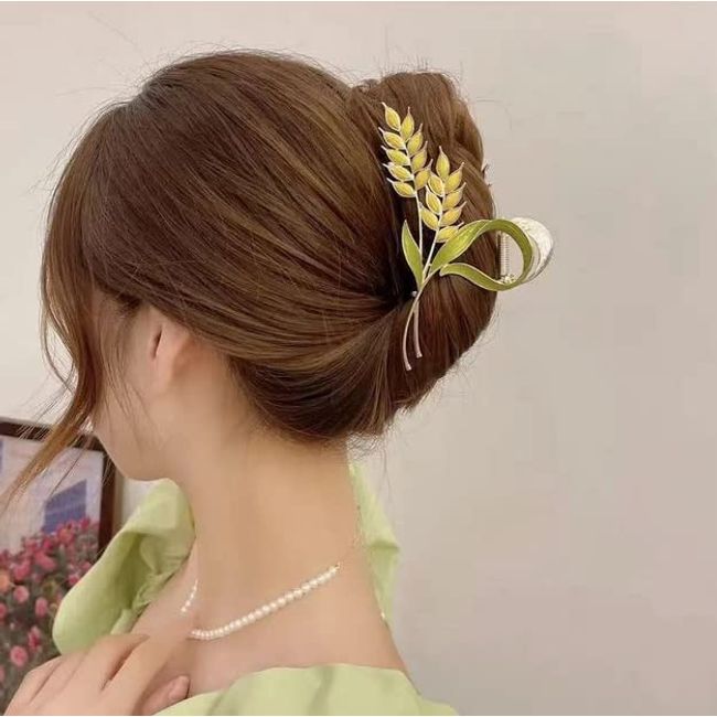 Pwsap 3 Stück Metall Haarspangen für Damen,Ähren Blumen Große Haarklammer Metall,Haarkrallen Clips für Frauen für Dickes Haar,Klaue Clips rutschfeste Metall Hair Clip Haarclips Mädchen