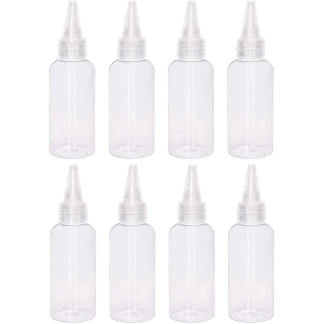 2Oz Plastic Squeeze Bottles 8Pcs Small Clear Empty Squirt Bottle with Leak-Proof