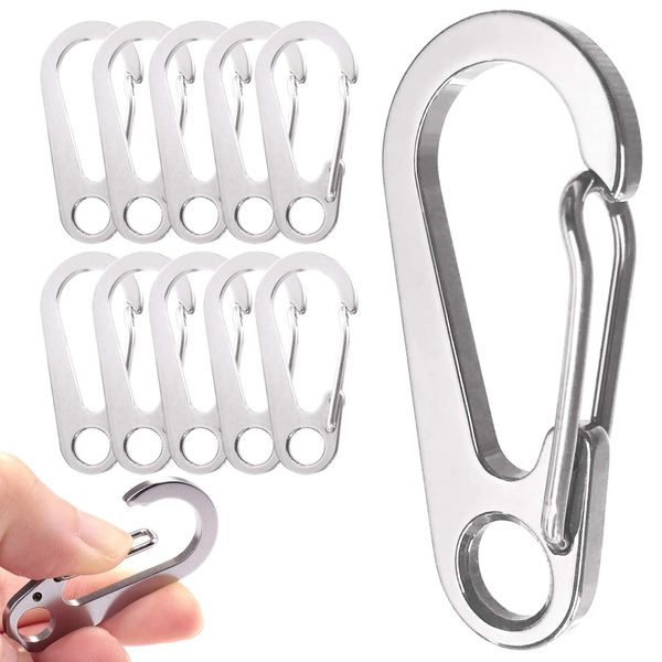 DOKEEP 100 Pcs Carabiner Mini Carabiner Snap Hook SUS420J2 Stainless Steel Lightweight, Durable, Stylish, Multi-functional, Spring Hook (100)