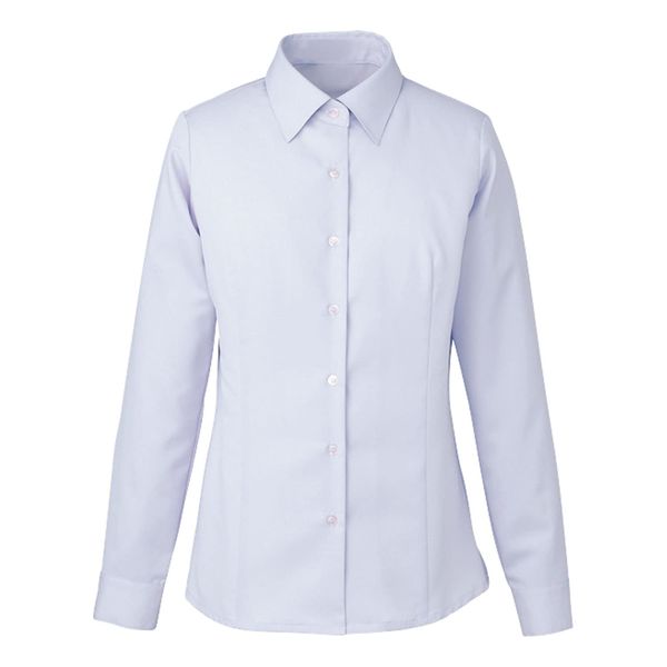 Kersey Enjoy ENJOY EWB432 AIR CON PIQUÉ Long Sleeve Shirt Blouse, Blue, 9