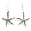 Solid 925 Sterling Silver Natural Abalone Shell Women's Starfish Drop Earrings