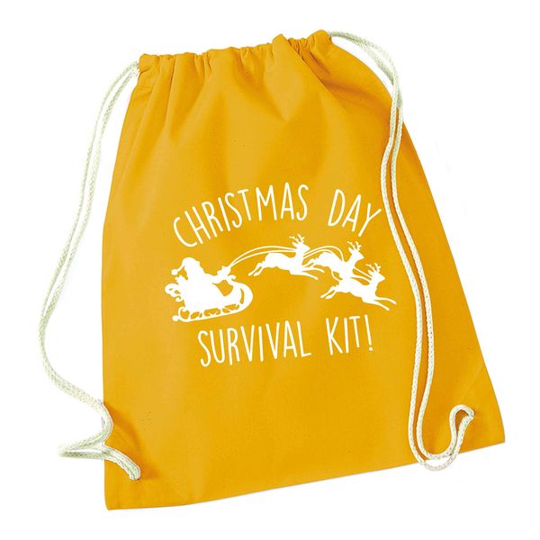 Flox Creative Mustard Drawstring Bag Christmas Day Survival Kit