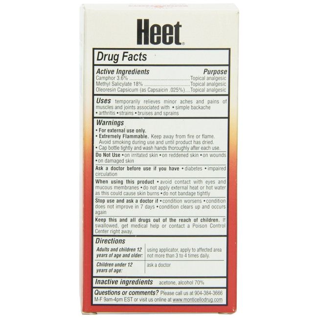 Heet® Pain Relieving Liniment Liquid w/applicator 2.8 fl oz. (84mL) NEW