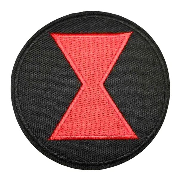 Black Widow Super Hero Movie Logo Embroidered Iron on Patch Sew on Badge Applique for Clothes etc, RED and Black, 7.5CM x 7.5CM