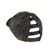 C.C Ponycap Messy High Bun Ponytail Adjustable Mesh Trucker Baseball Cap Hat, Ladder Black