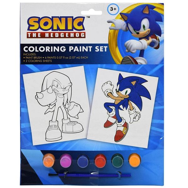 Sonic The Hedgehog Coloring Paint Set - Hedgehog Sonic Kids Art Set, Included 6 Acrylic Paint Set, Brush, and 2 Coloring Sheets, Fun Children Painting Set Activity For Boys and Girls Ages 3 and Older