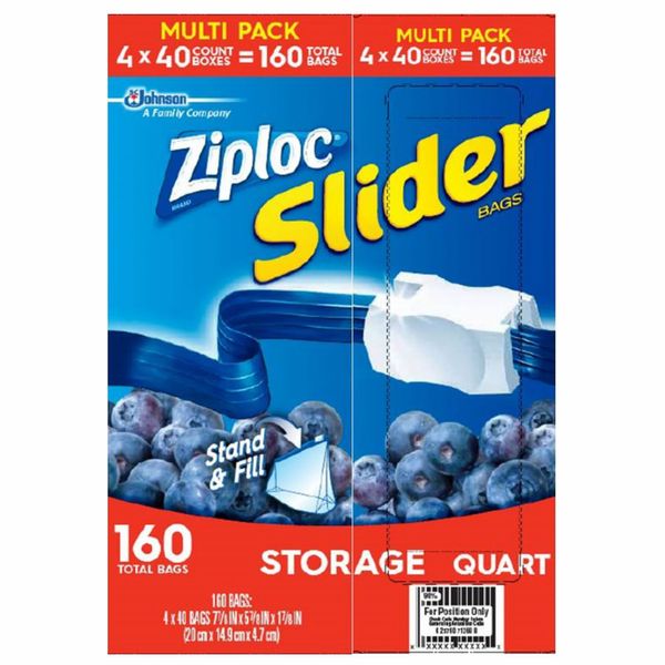 Product of Ziploc Slider Storage Bags, Quart Size, 160 ct. - Food Storage Bags & Containers [Bulk Savings]