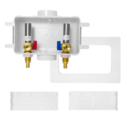 Washing Machine Outlet Box, Niikappu 1/2 Inch Pex Crimp Inlet x 3/4 Inch MHT Outlet Connection, Washer Box with Center Drain, with Stainless Steel Water Hammer Arrestor