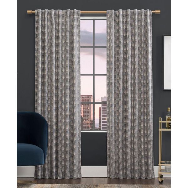 Scott Living Art Deco Total Blackout Back Tab Curtain Panel Navy Blue 50" x 84"