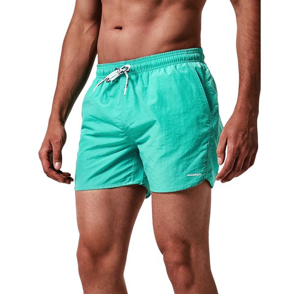 MaaMgic Men Swimming Shorts Classic Mesh Lined Surf Trunks Quick-Drying Beach Shorts Adjustable Drawstring Swimwear,Green,XL